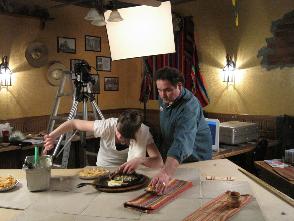 Setting up a food photography shoot with stylist and photographer